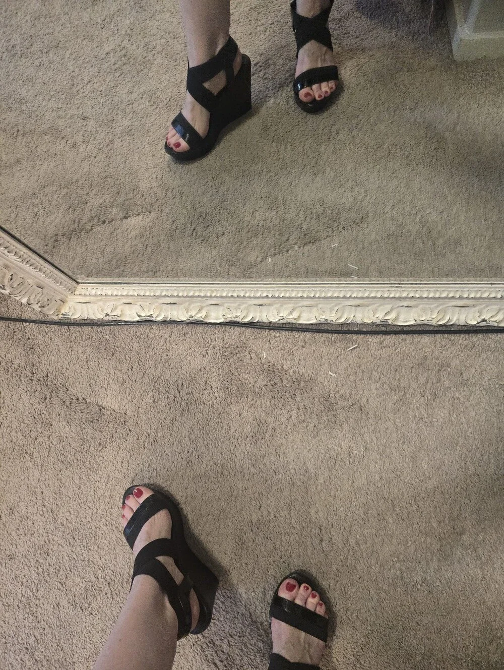 Charles By Charles David Black Wedge Sandals